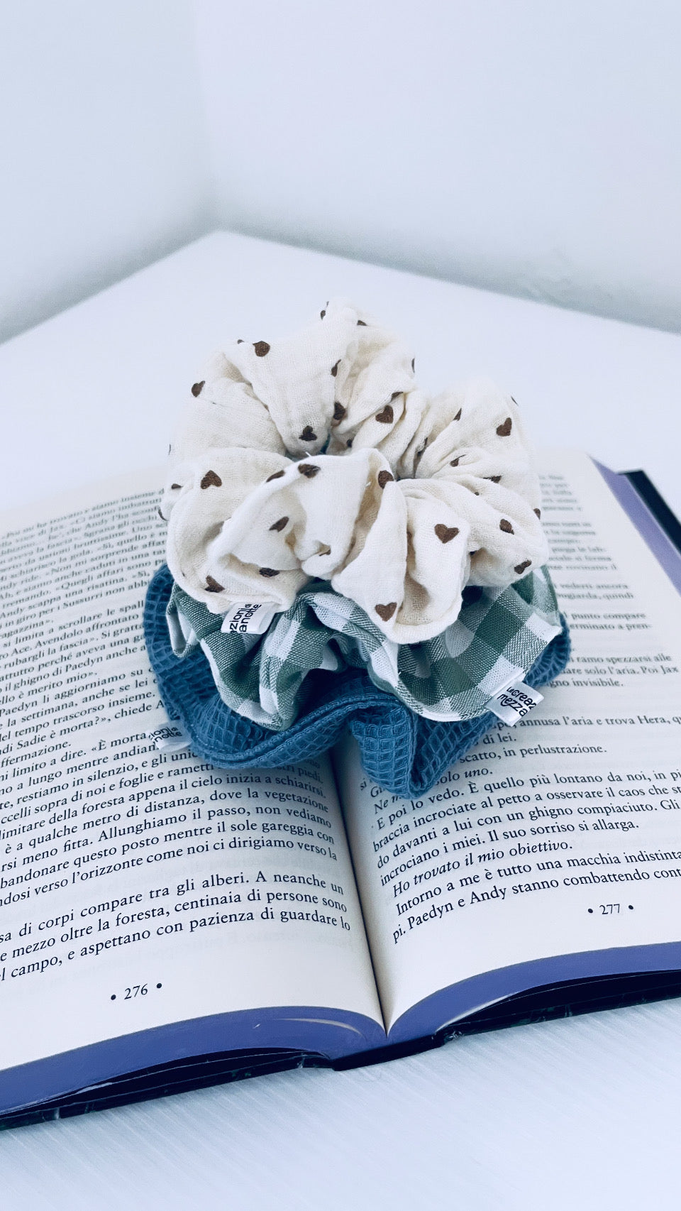 Scrunchie vichy verde oliva 🫒🤍 - pronta consegna