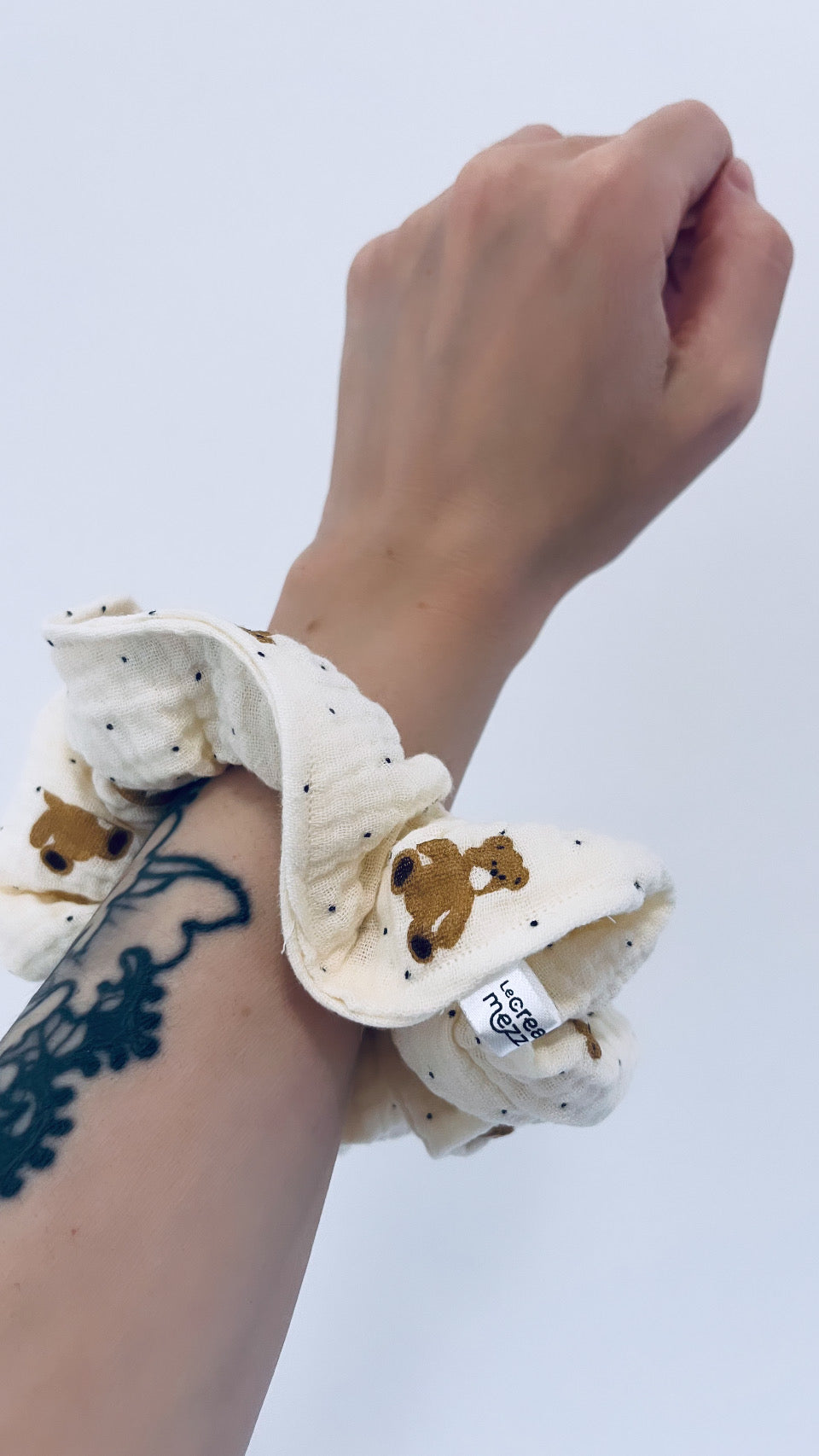 Scrunchie elastico mussola orsetti 🤍🧸🤎 - pronta consegna