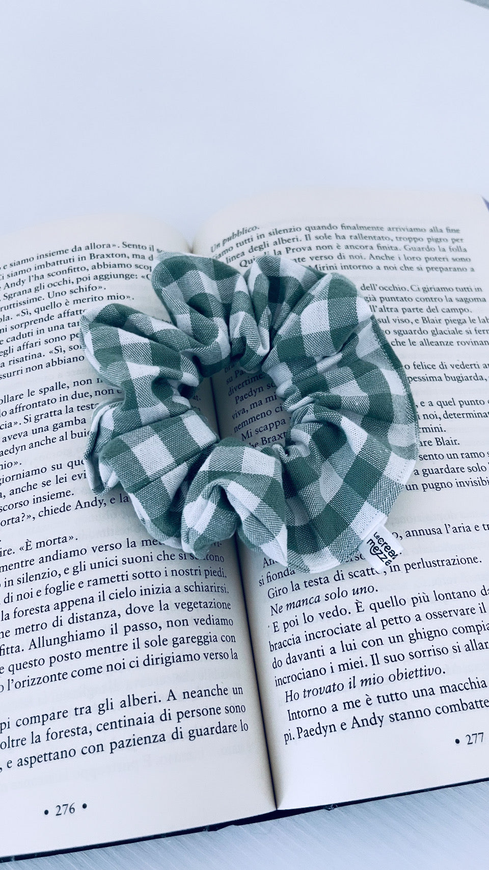 Scrunchie vichy verde oliva 🫒🤍 - pronta consegna