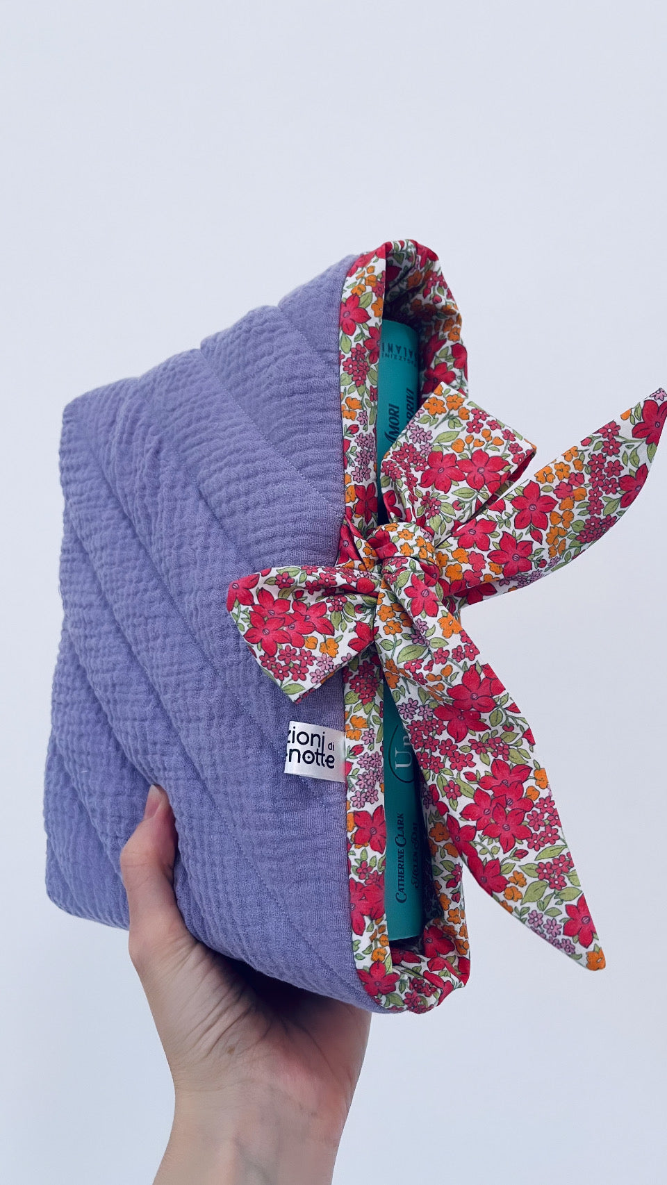 Book cover mussola e Fuscia flowers + Lavender Twigs 🌺💜 - pronta consegna