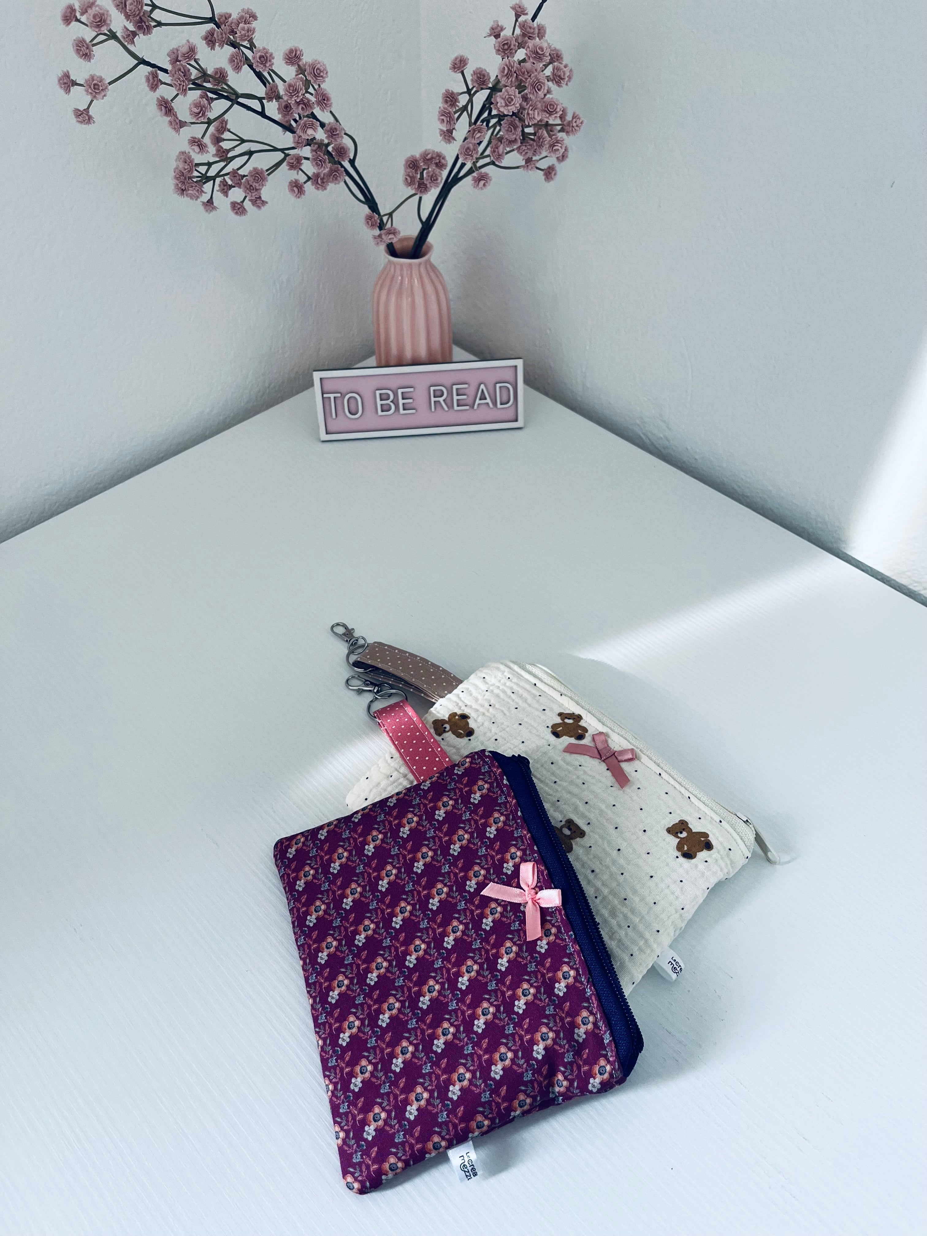 Mini flat portachiavi fiorellini malva - pronta consegna