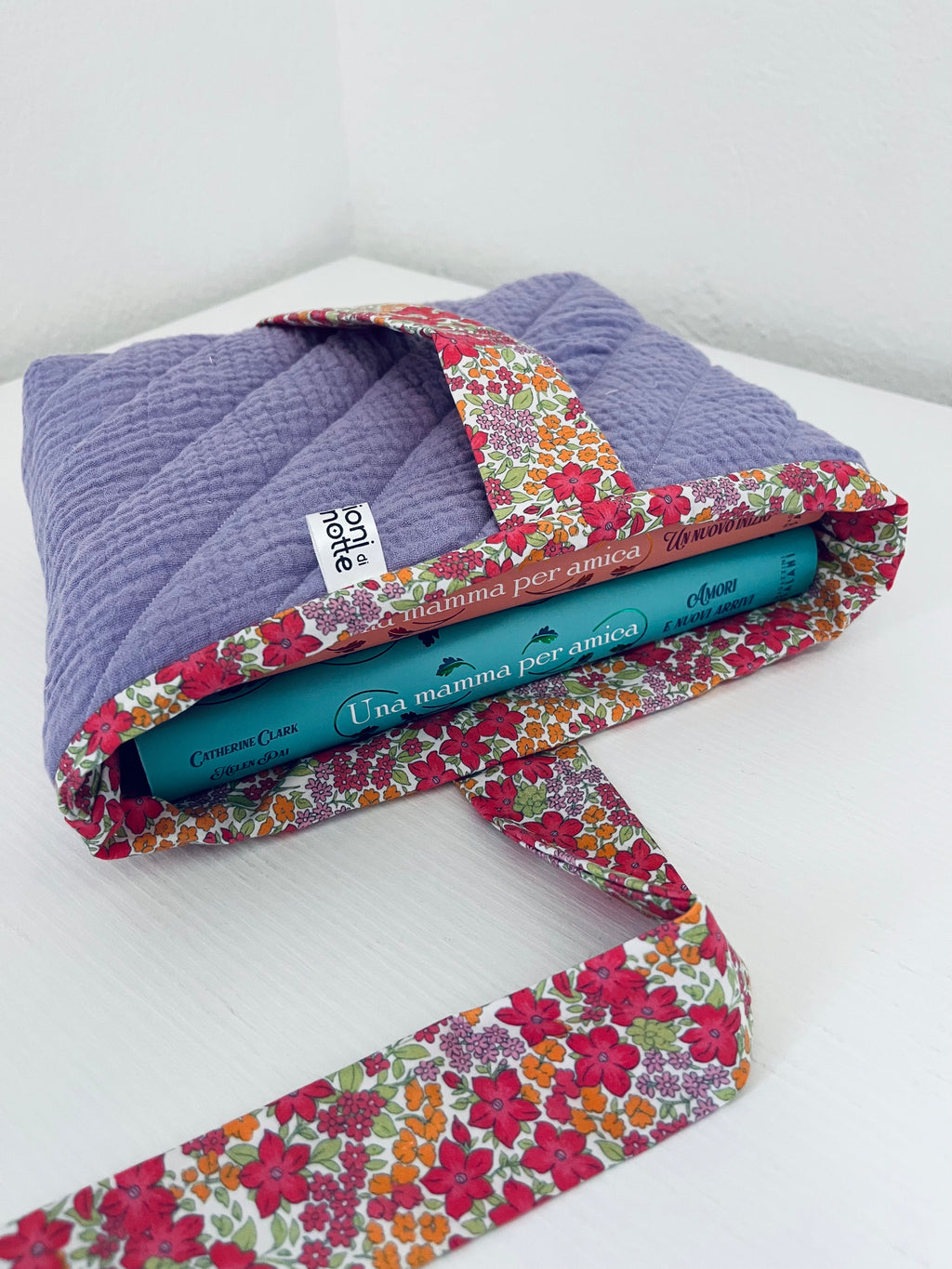 Book cover mussola e Fuscia flowers + Lavender Twigs 🌺💜 - pronta consegna